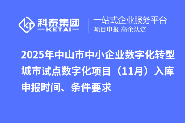 2025年中山市中小企業(yè)數(shù)字化轉(zhuǎn)型城市試點數(shù)字化項目（11月）入庫申報時間、條件要求