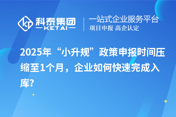 2025年“小升規(guī)”政策申報(bào)時(shí)間壓縮至1個月，企業(yè)如何快速完成入庫？